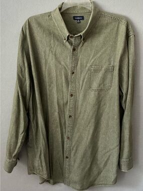 Croft & Barrow Men XXL Olive Green Cotton Button Up Shirt Rugged Workwear Cabin